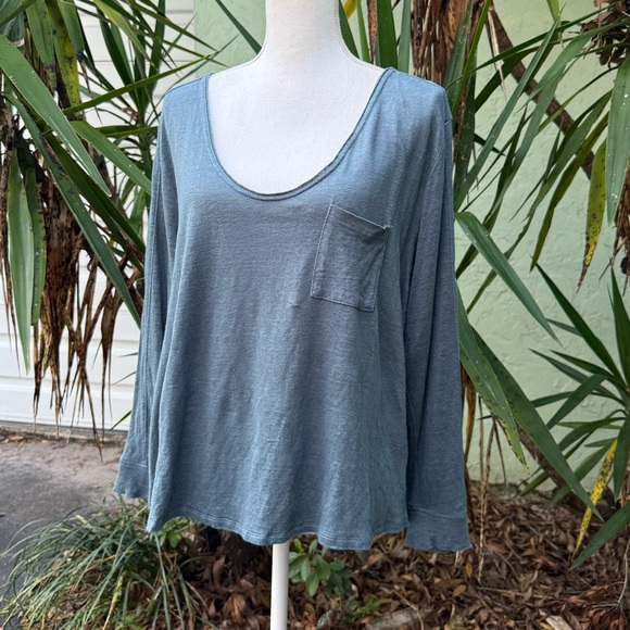 Wrap London Tops - Organic Bluestone Long Sleeve Tshirt